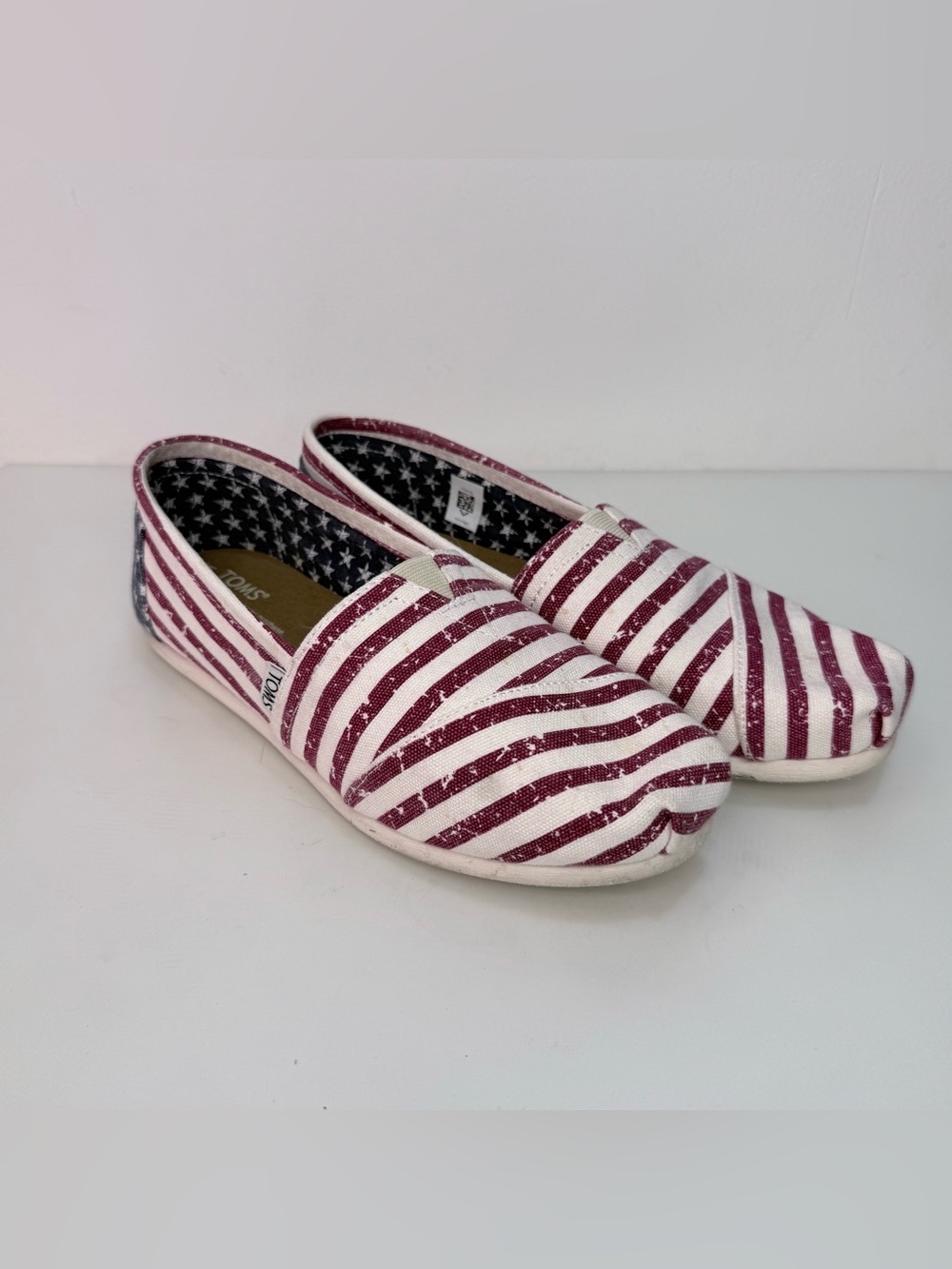 Toms Women's Red & White Striped Canvas Slip-Ons